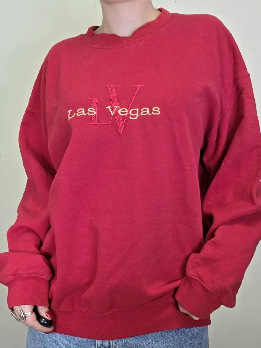 Vintage red Las Vegas embroidered crewneck sweatshirt Size Large